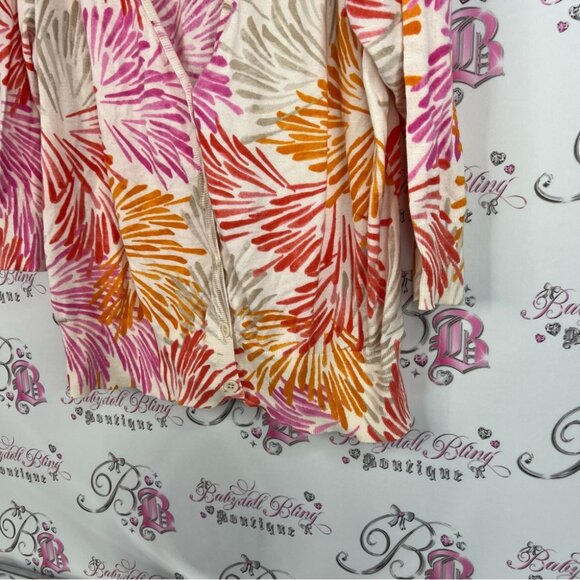 Lane Bryant cardigan fireworks flowers π Leaf Print Women's Top buttons - Picture 3 of 9